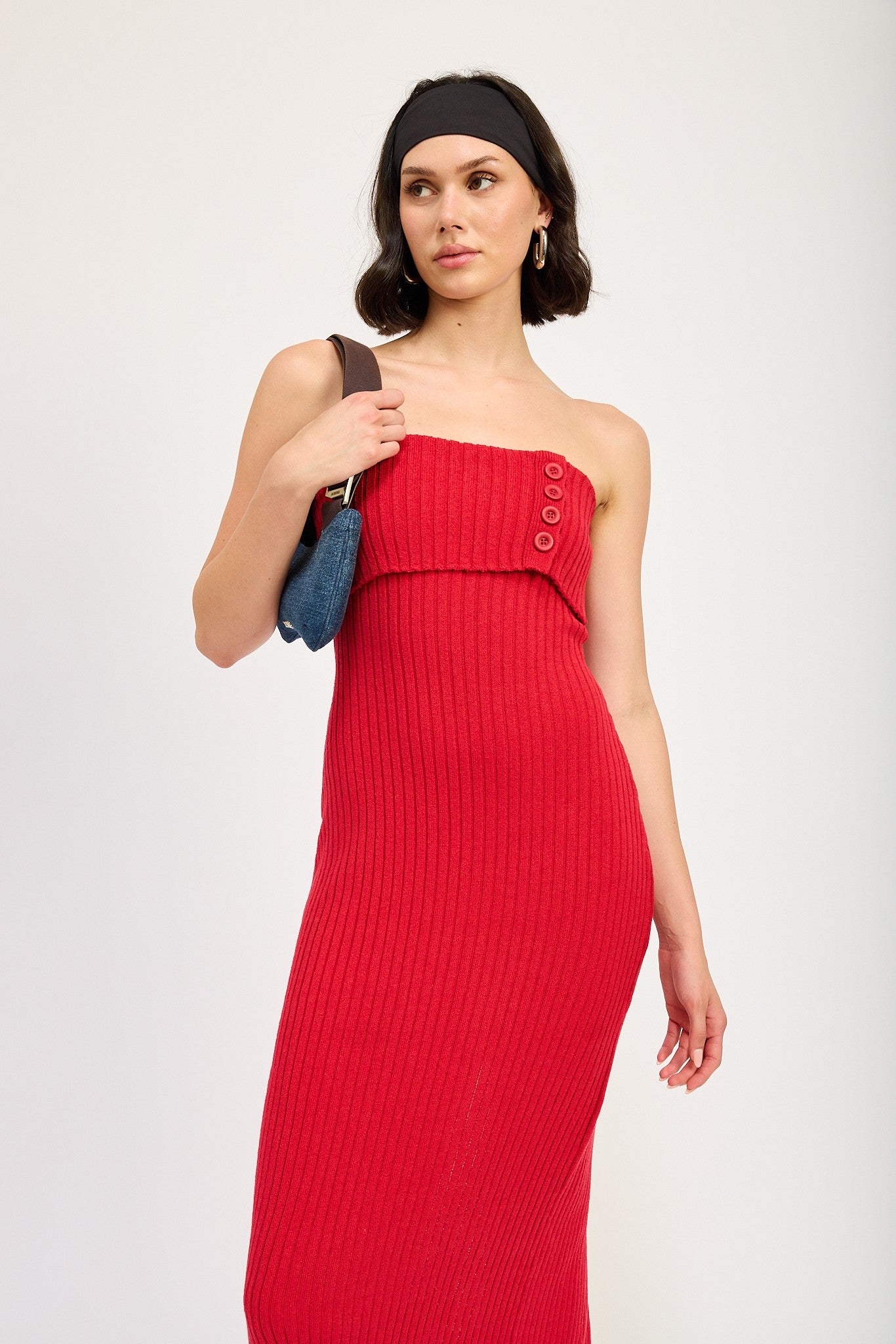 Fold Ribbed Knit Tube Dress Clothing Emory Park   