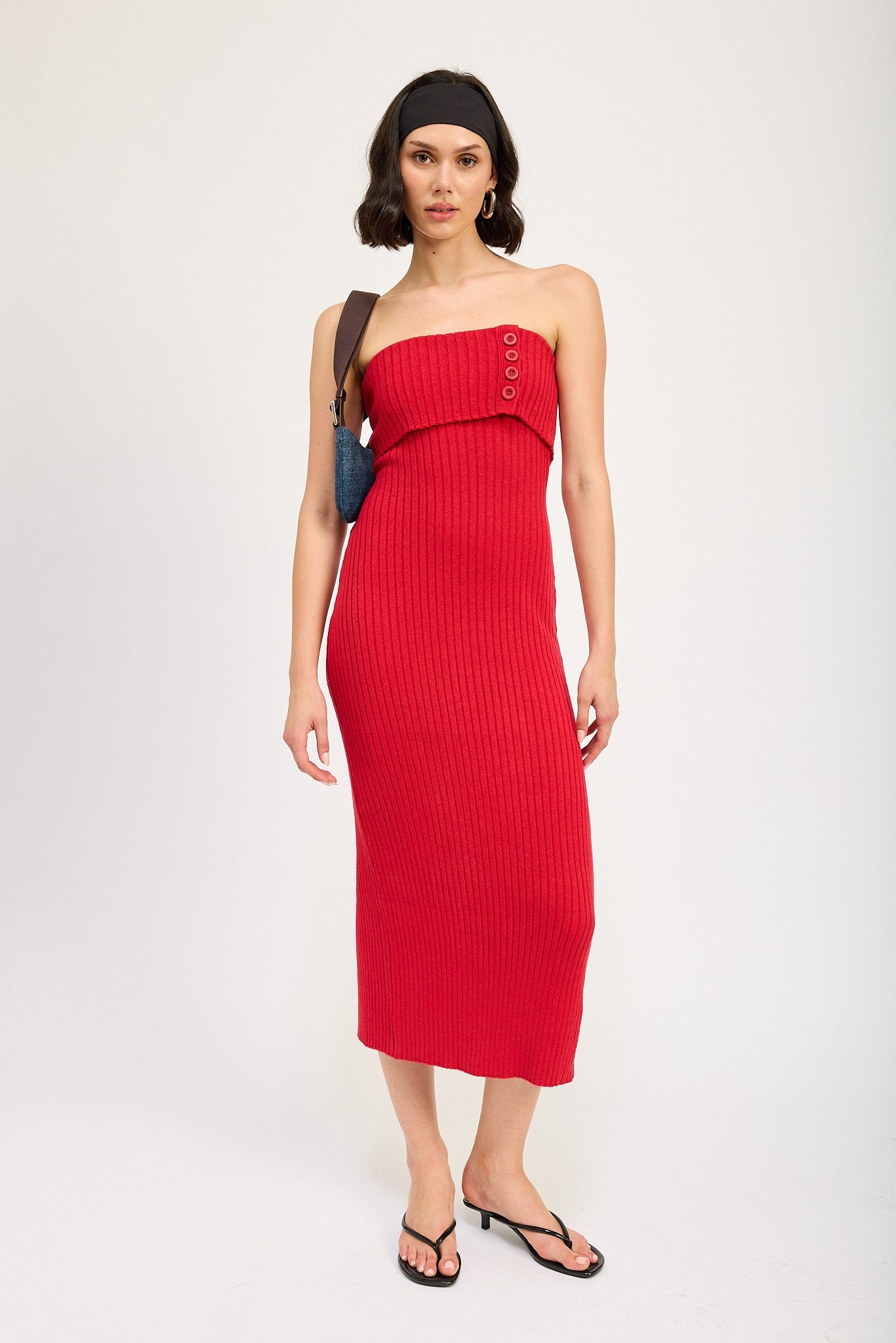 Fold Ribbed Knit Tube Dress Clothing Emory Park   