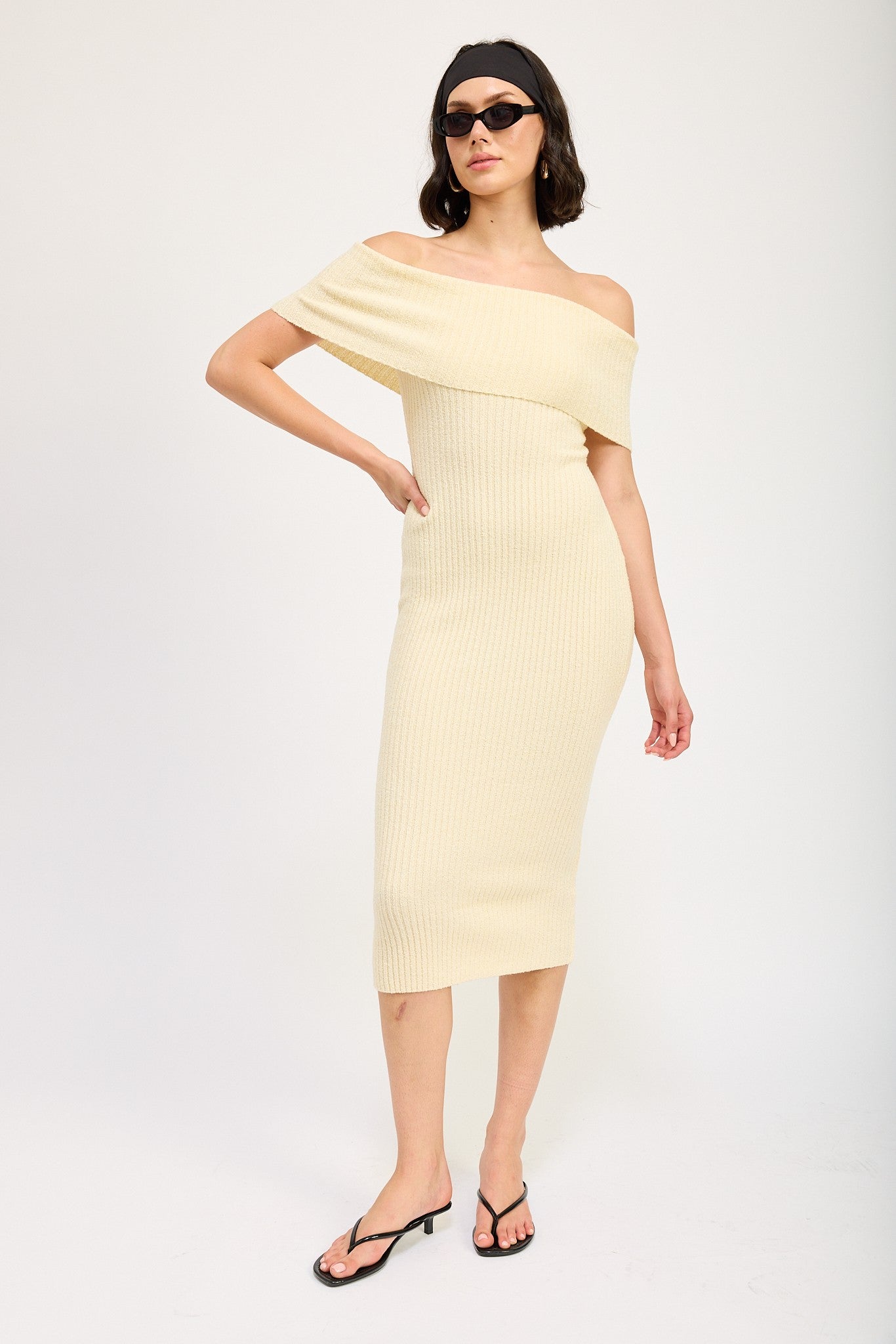 Knit Off Shoulder Bodycon Midi Dress Clothing Emory Park   