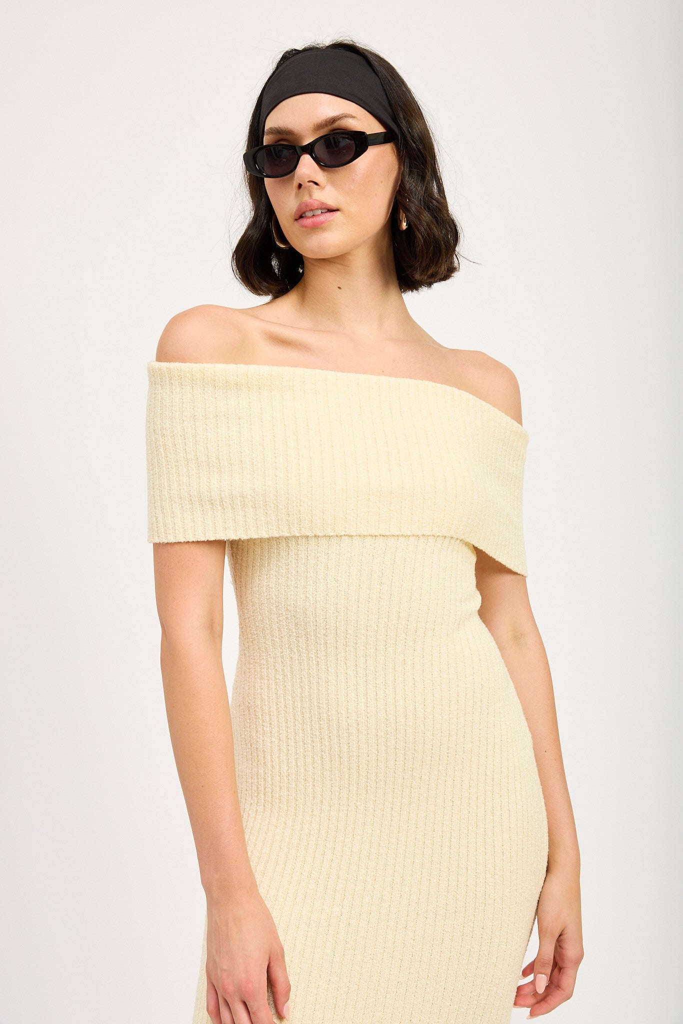 Knit Off Shoulder Bodycon Midi Dress Clothing Emory Park   