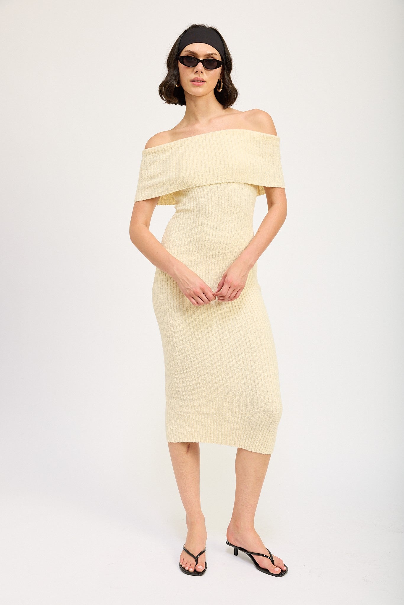 Knit Off Shoulder Bodycon Midi Dress Clothing Emory Park   