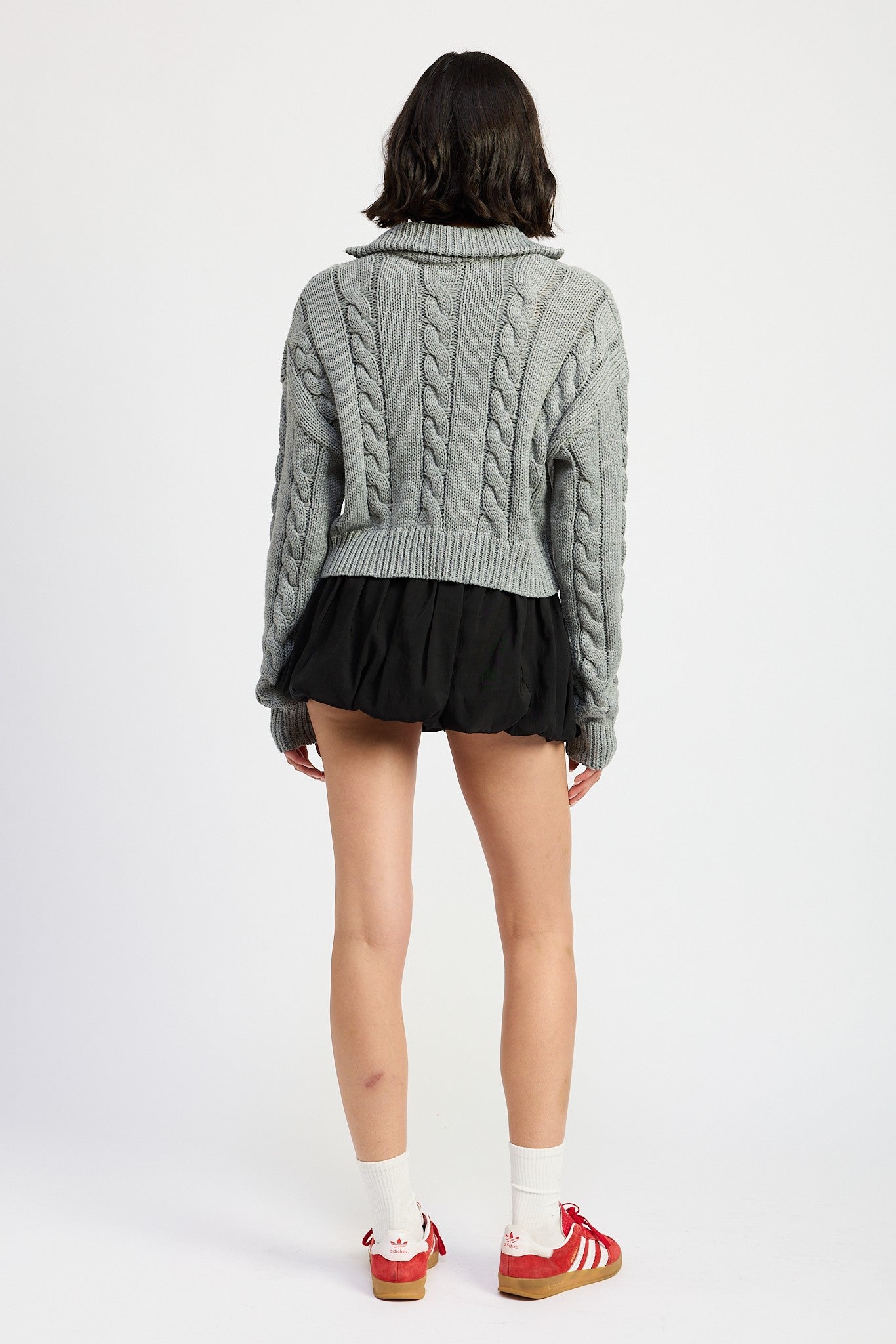 Cable Knit Sweater with Half Zip Clothing Emory Park   