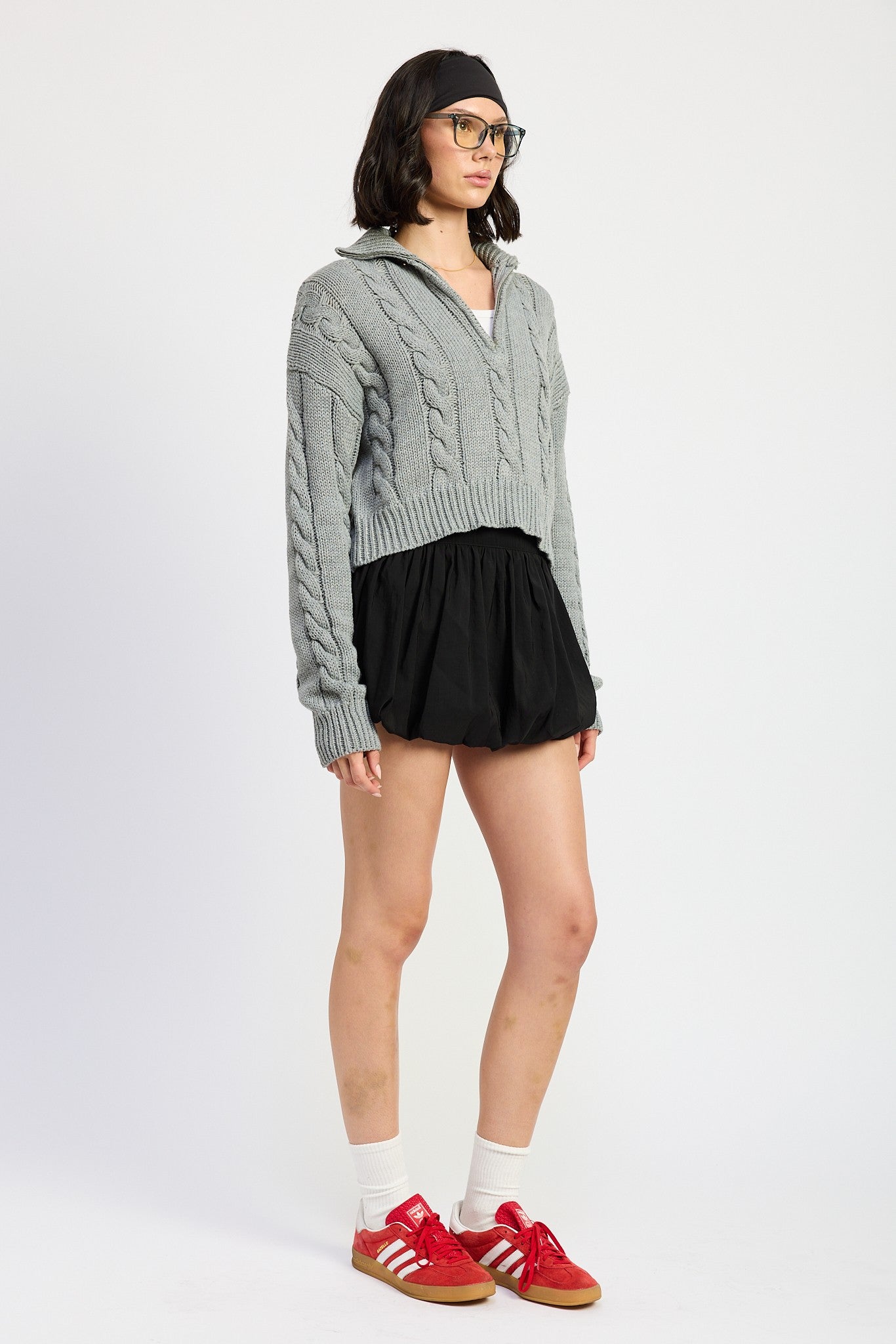 Cable Knit Sweater with Half Zip Clothing Emory Park   