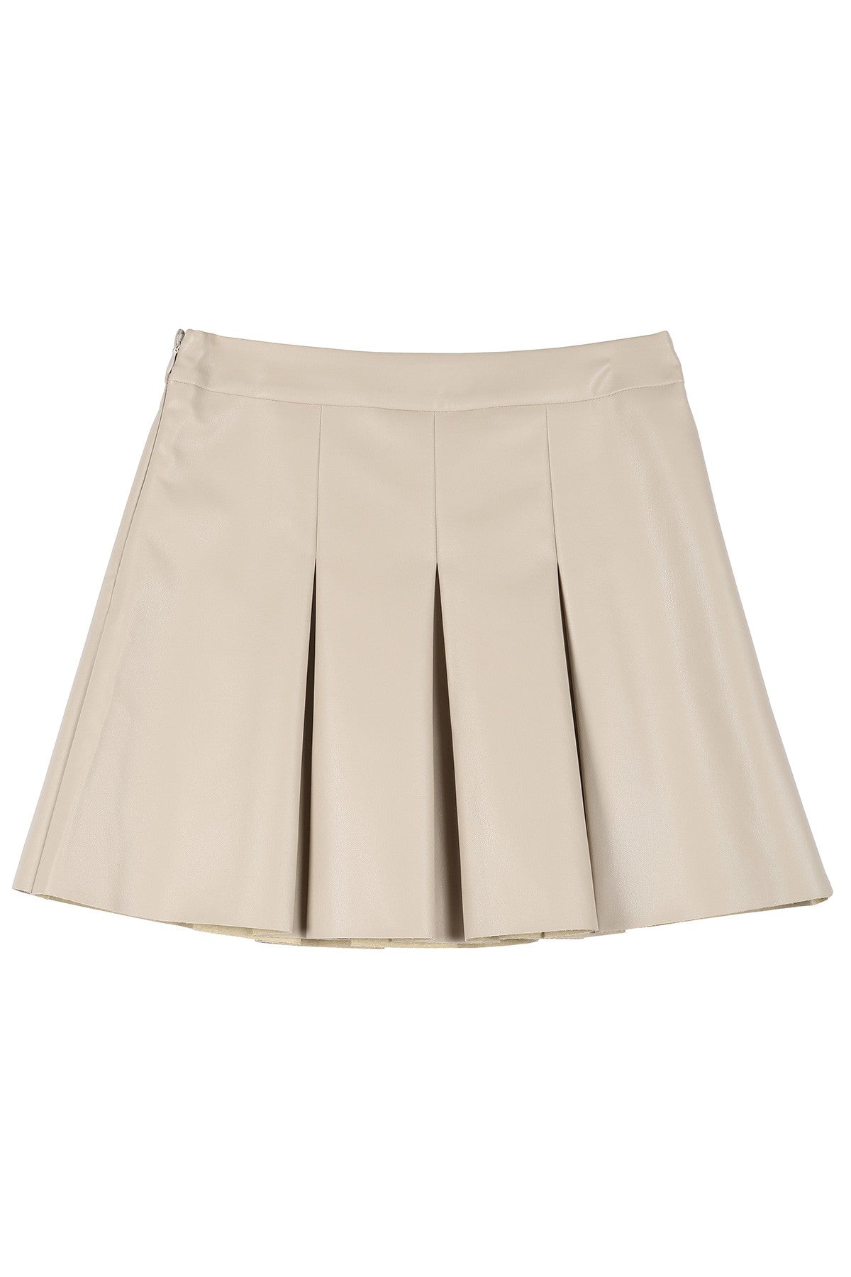 Vegan Leather Pleated Mini Skirt Clothing Lilou Ivory S 