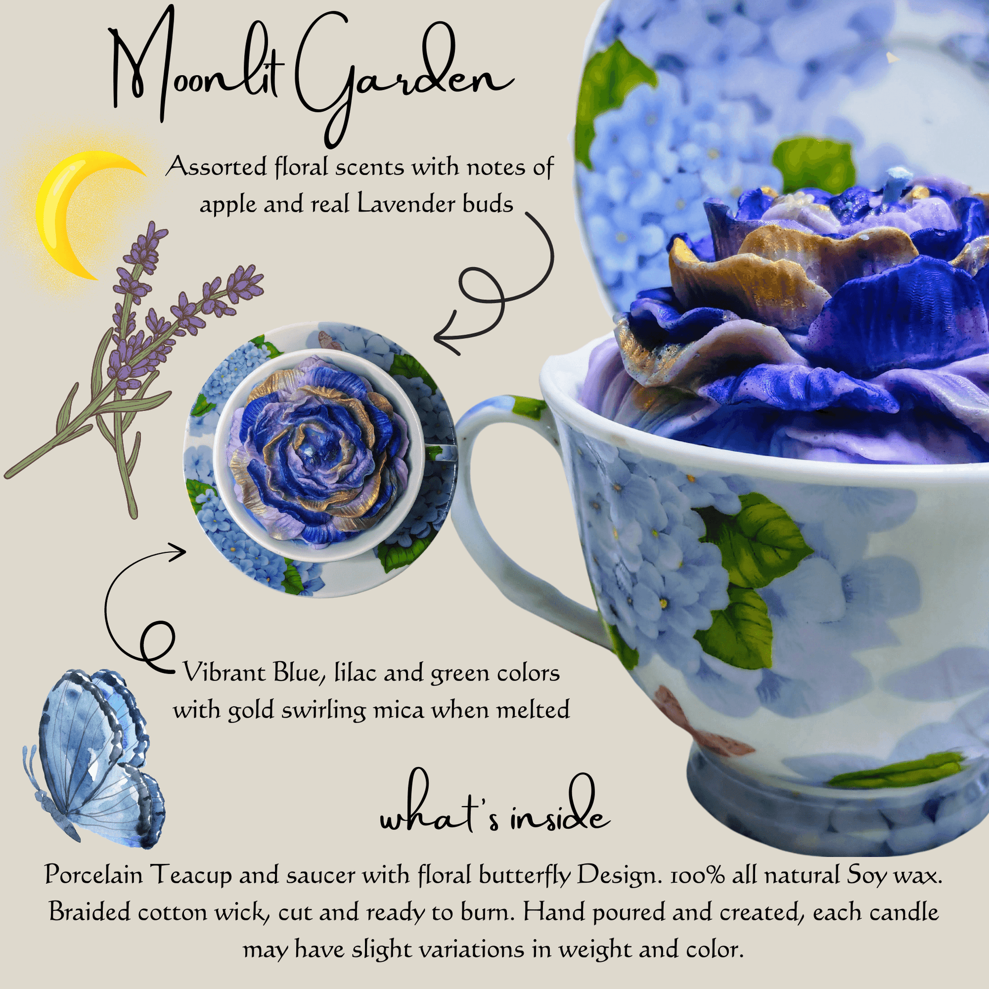 Moonlit Garden Scented | Soy Teacup Candle candle The Melted Manor   