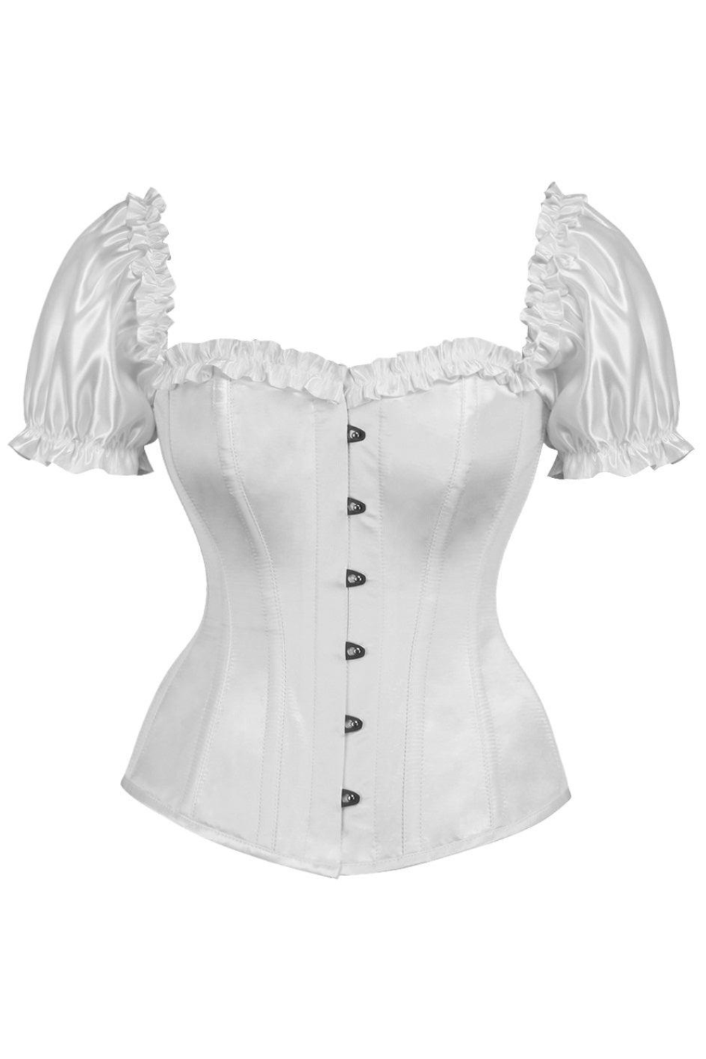 Sabrine Satin Puff sleeve Corset Clothing The Melted Manor White S 