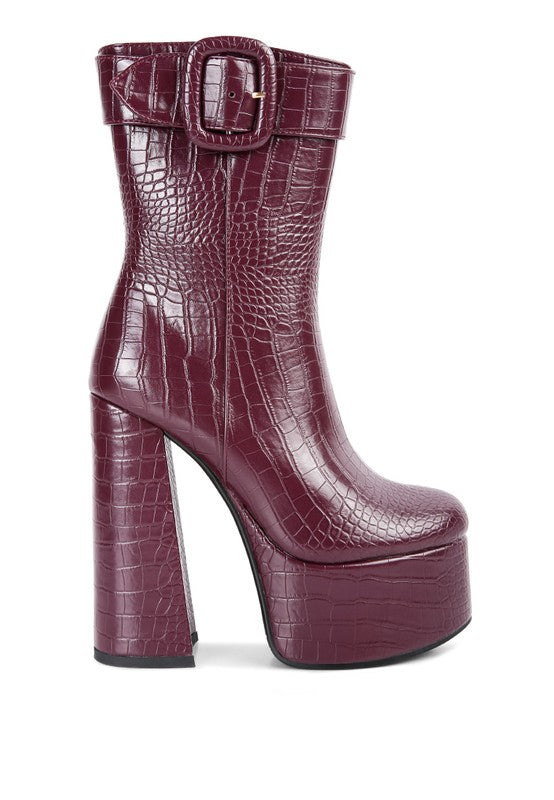 Bumpy Platform Bootie Boots Rag Company Burgundy 5