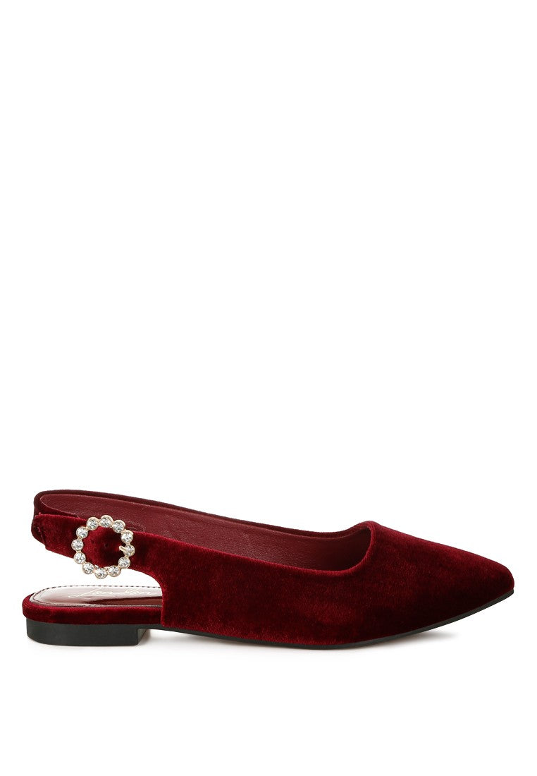 Dolan Velvet Slingback Flat Sandals Shoes Rag Company Dk Red US-5 / UK-3 / EU-36