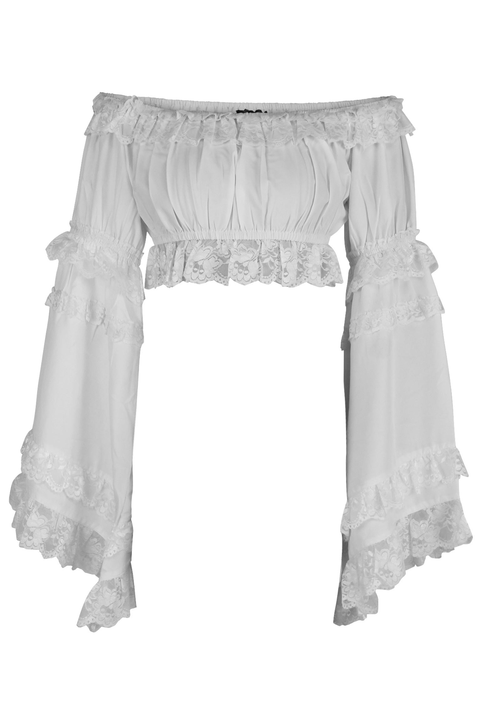 Smocked Flare Sleeve Peasant Top Clothing The Melted Manor Regular White 