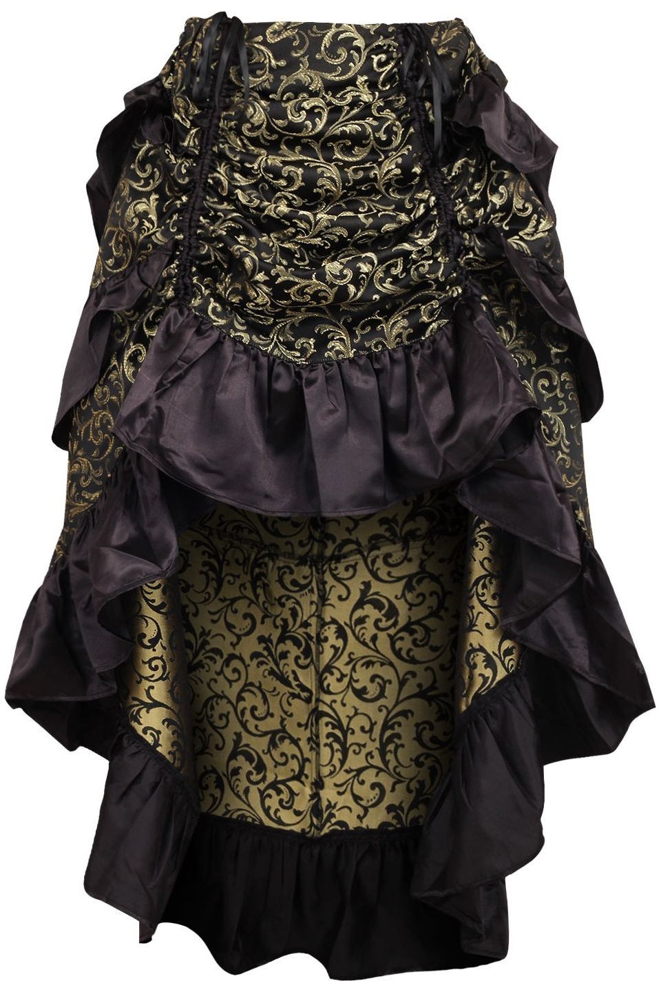 Brocade Adjustable High Low Bustle Skirt Clothing The Melted Manor Regular Gold 