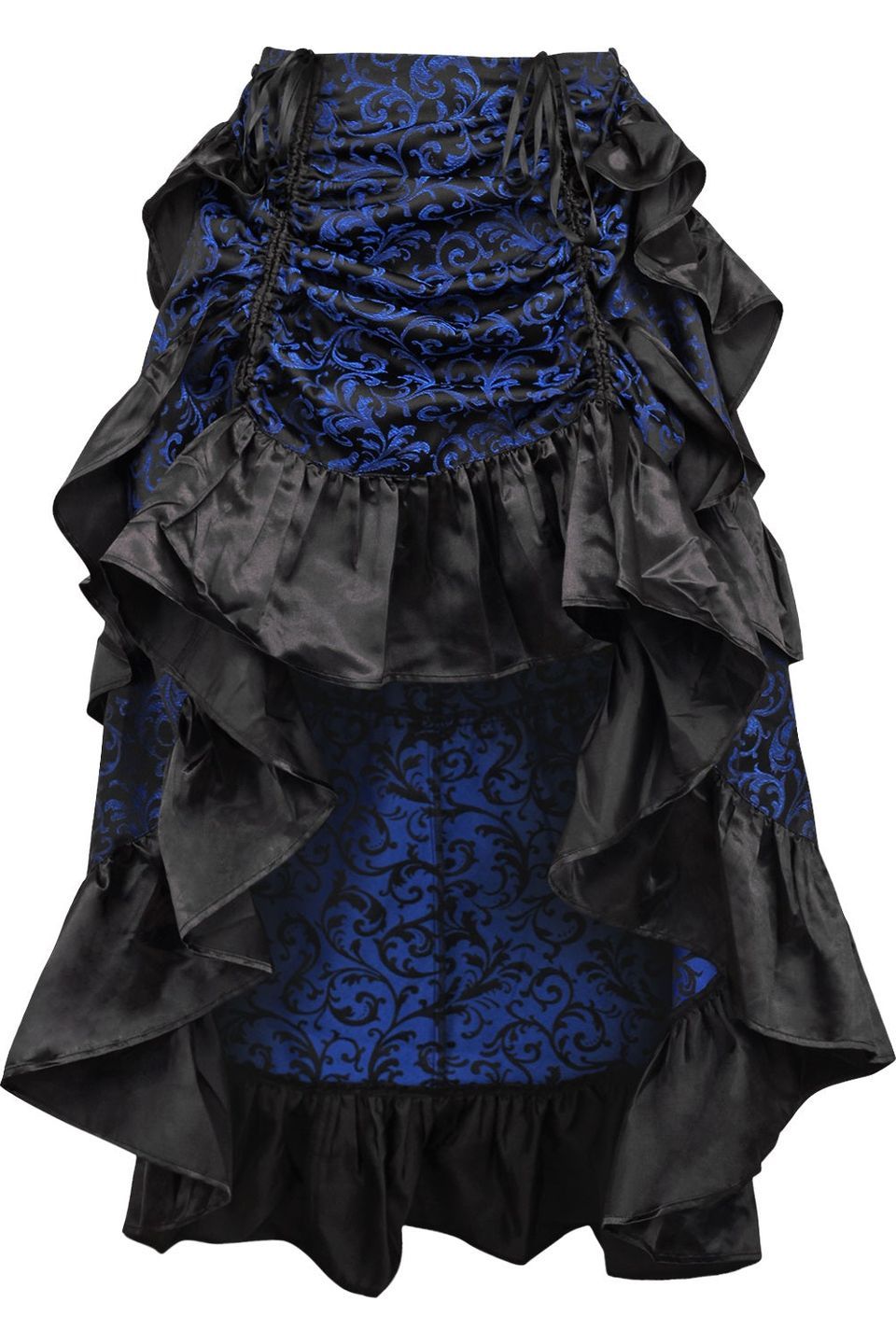 Brocade Adjustable High Low Bustle Skirt Clothing The Melted Manor Regular Blue 