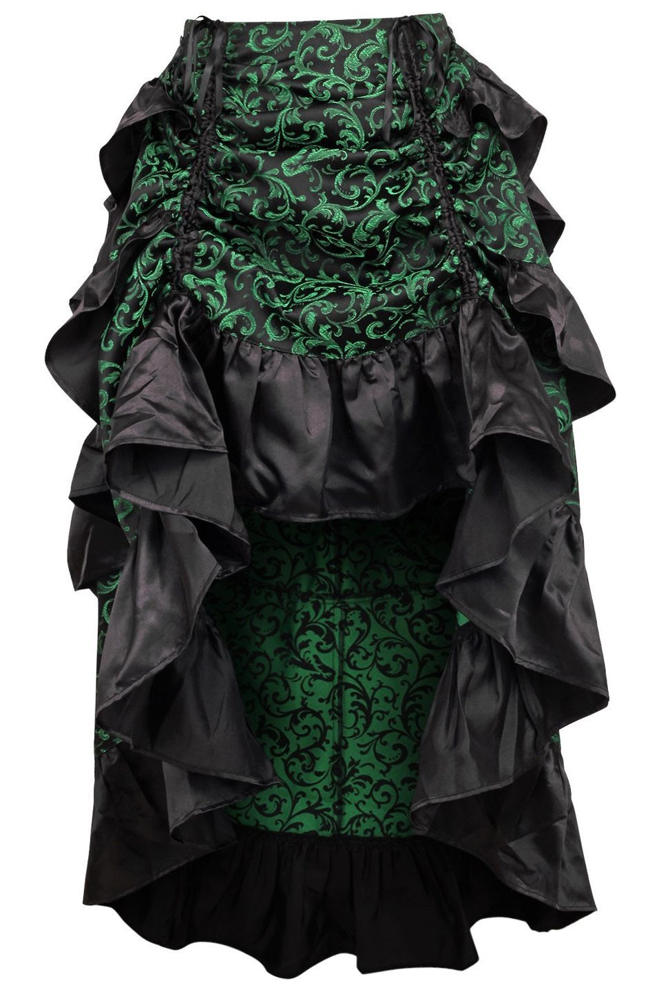 Brocade Adjustable High Low Bustle Skirt Clothing The Melted Manor Regular Green 