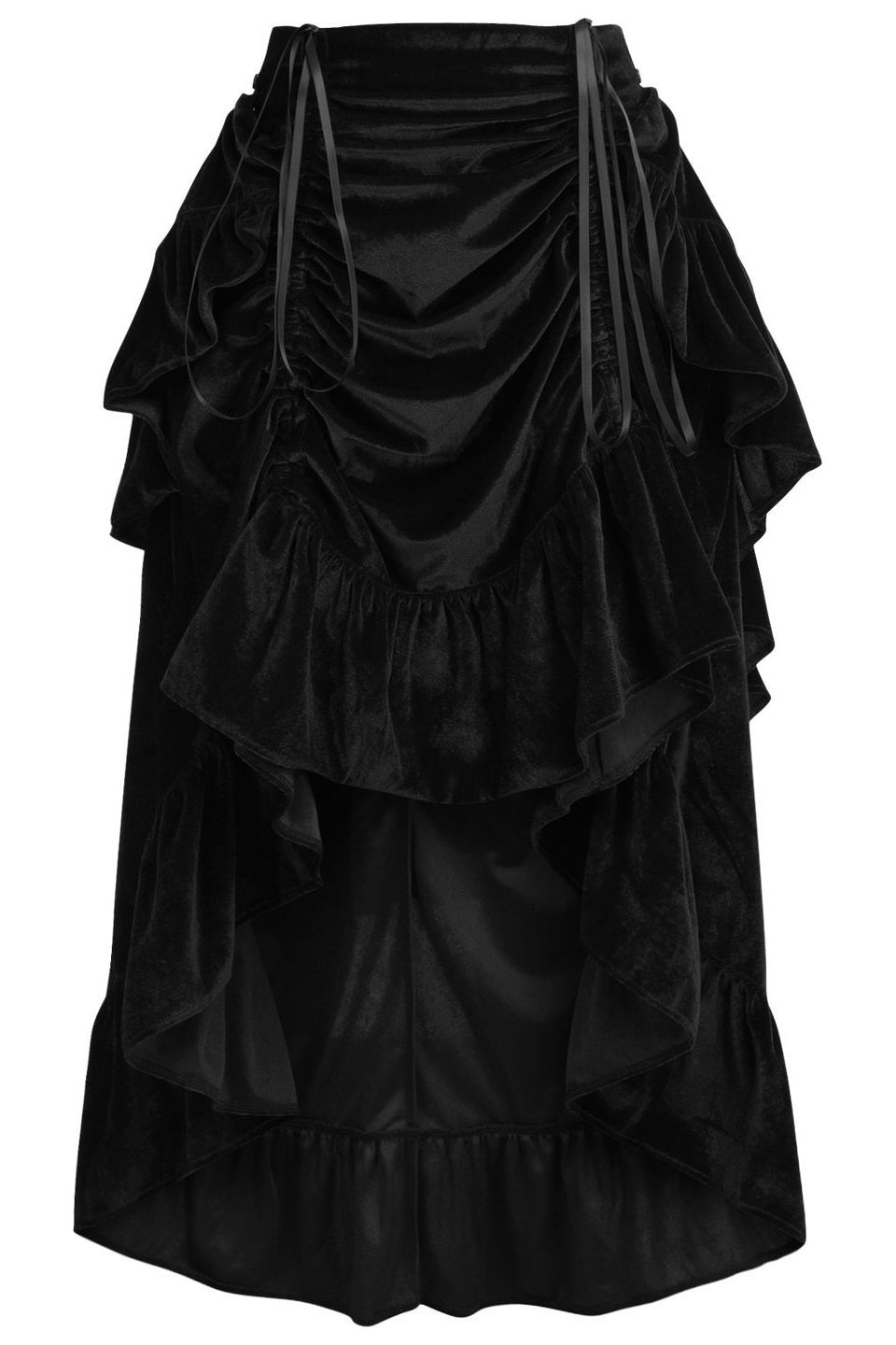 Velvet Adjustable High Low Bustle Skirt Clothing The Melted Manor Regular Black 