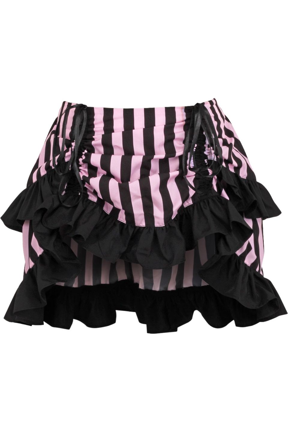 Mini Striped Ruched Bustle Skirt Clothing The Melted Manor Regular Pink 