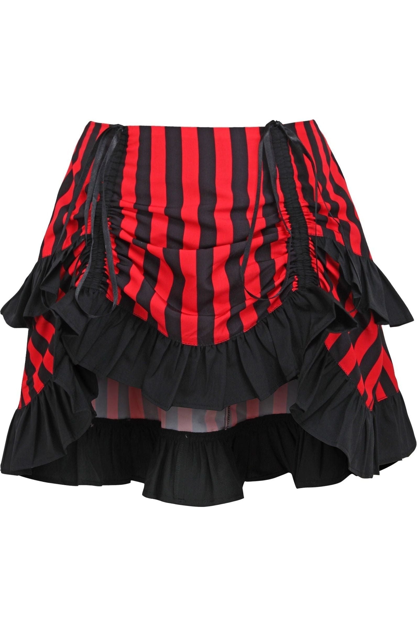 Mini Striped Ruched Bustle Skirt Clothing The Melted Manor Regular Red 