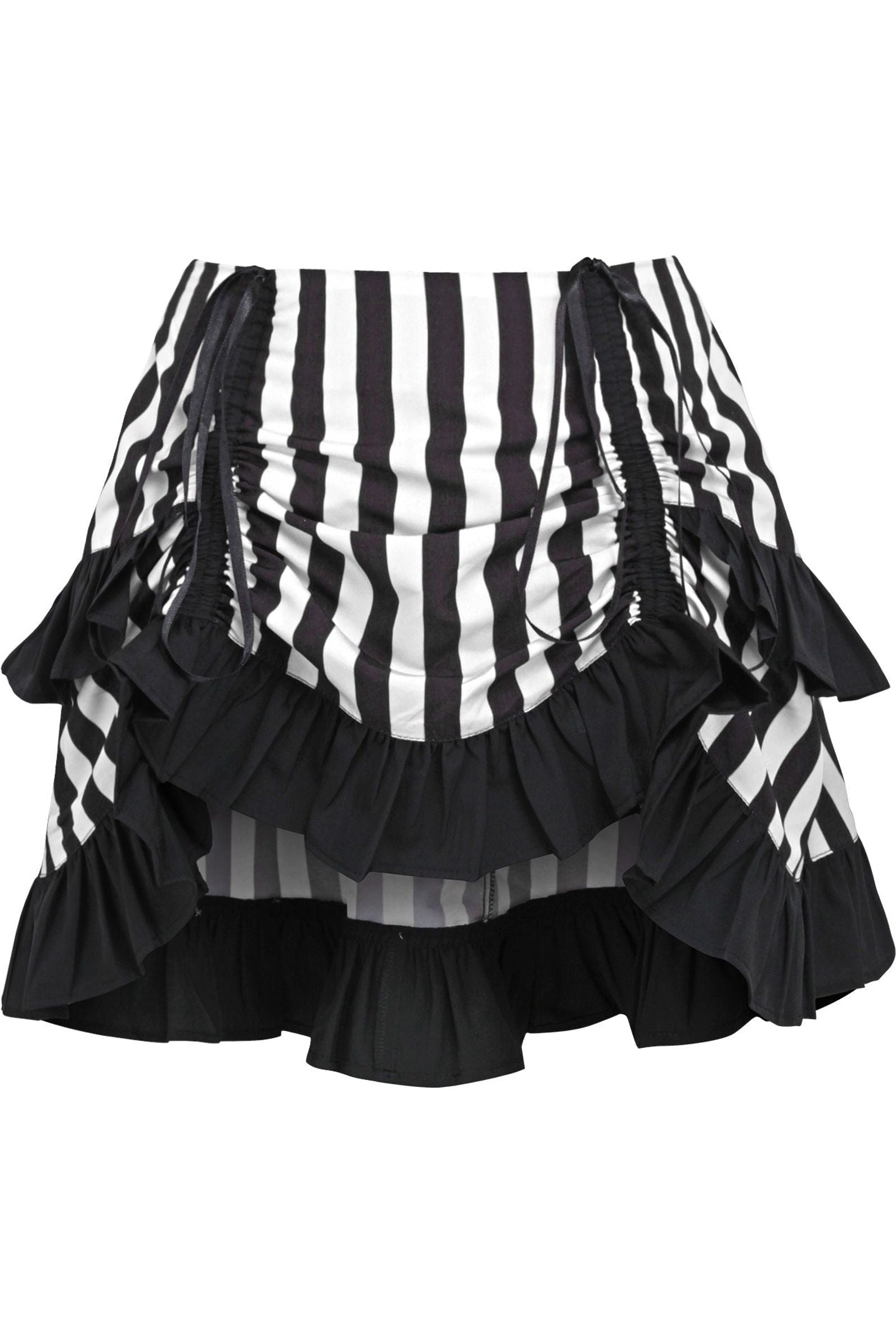 Mini Striped Ruched Bustle Skirt Clothing The Melted Manor Regular White 