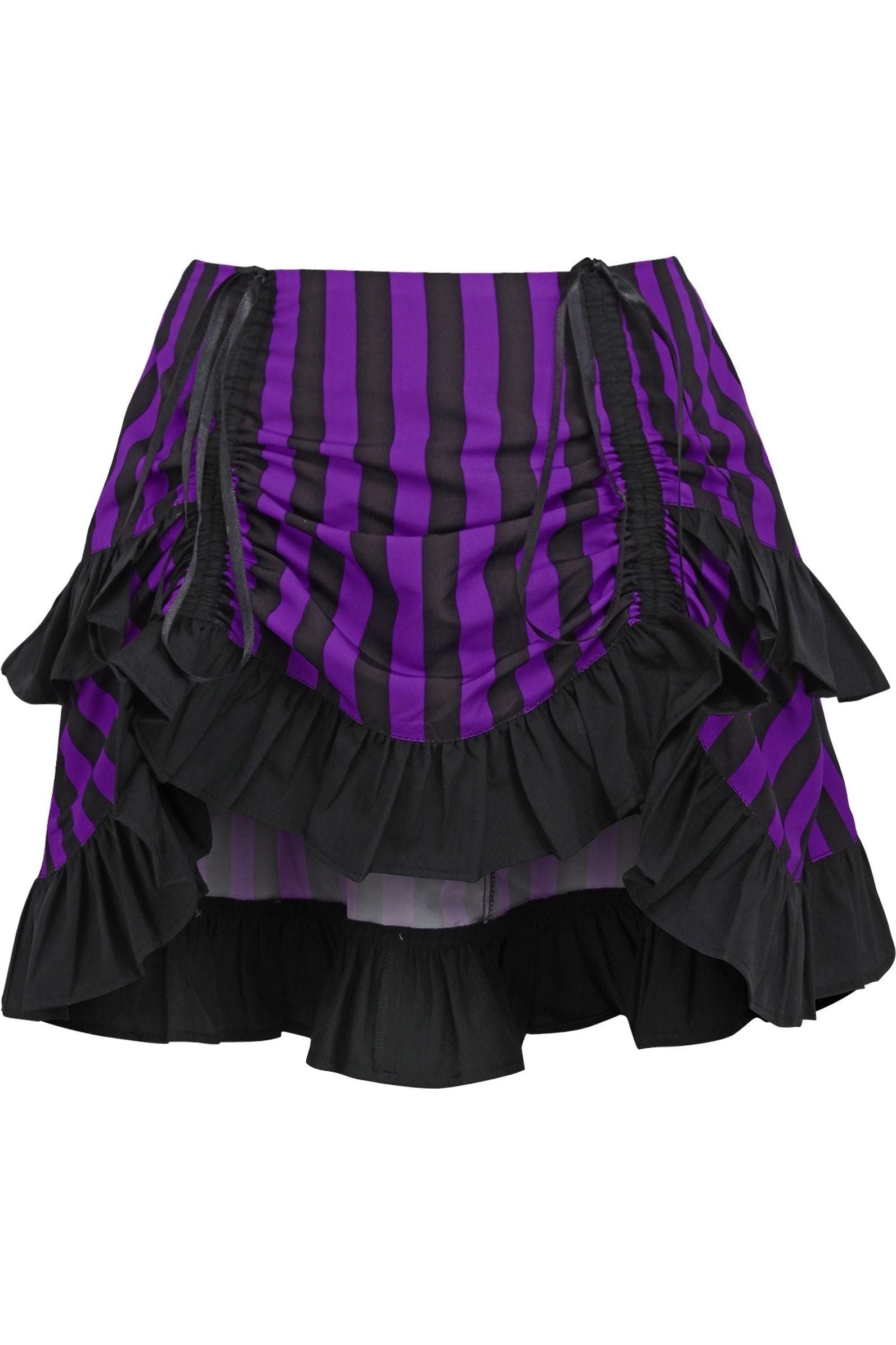 Mini Striped Ruched Bustle Skirt Clothing The Melted Manor Regular Purple 