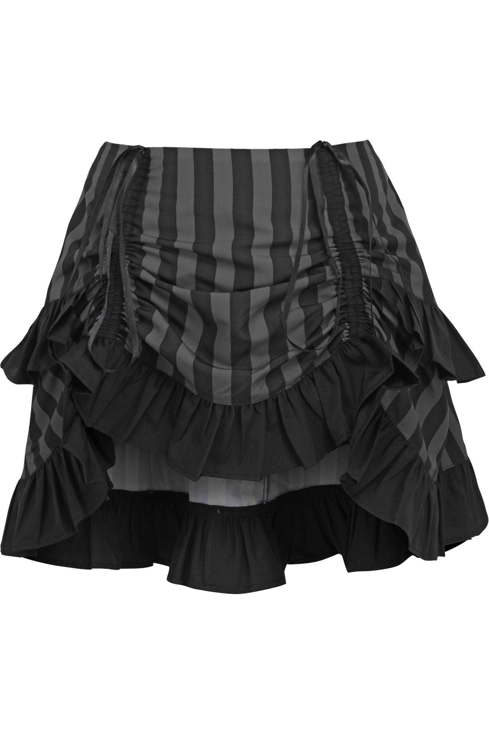 Mini Striped Ruched Bustle Skirt Clothing The Melted Manor Regular Black 