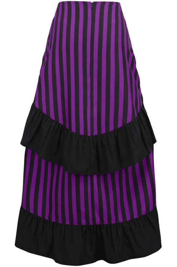 Striped Adjustable High Low Skirt Clothing The Melted Manor   