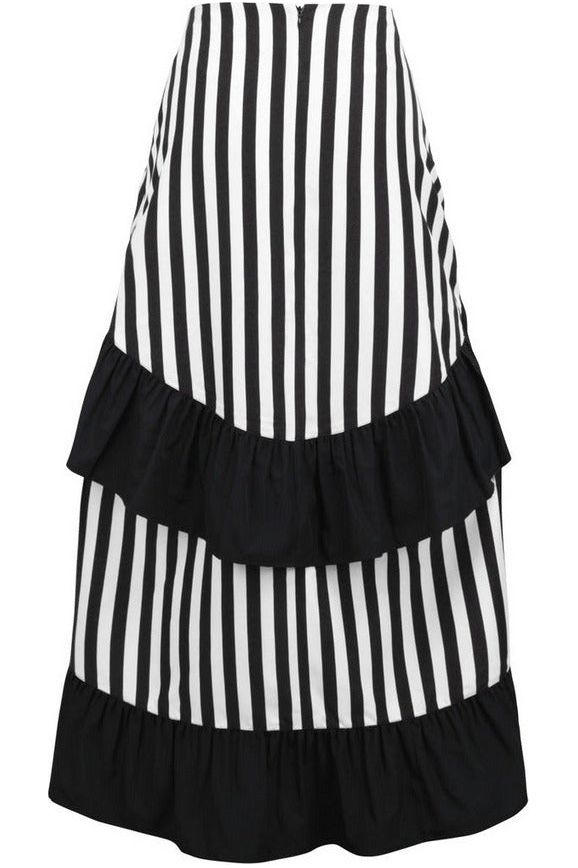 Striped Adjustable High Low Skirt Clothing The Melted Manor   