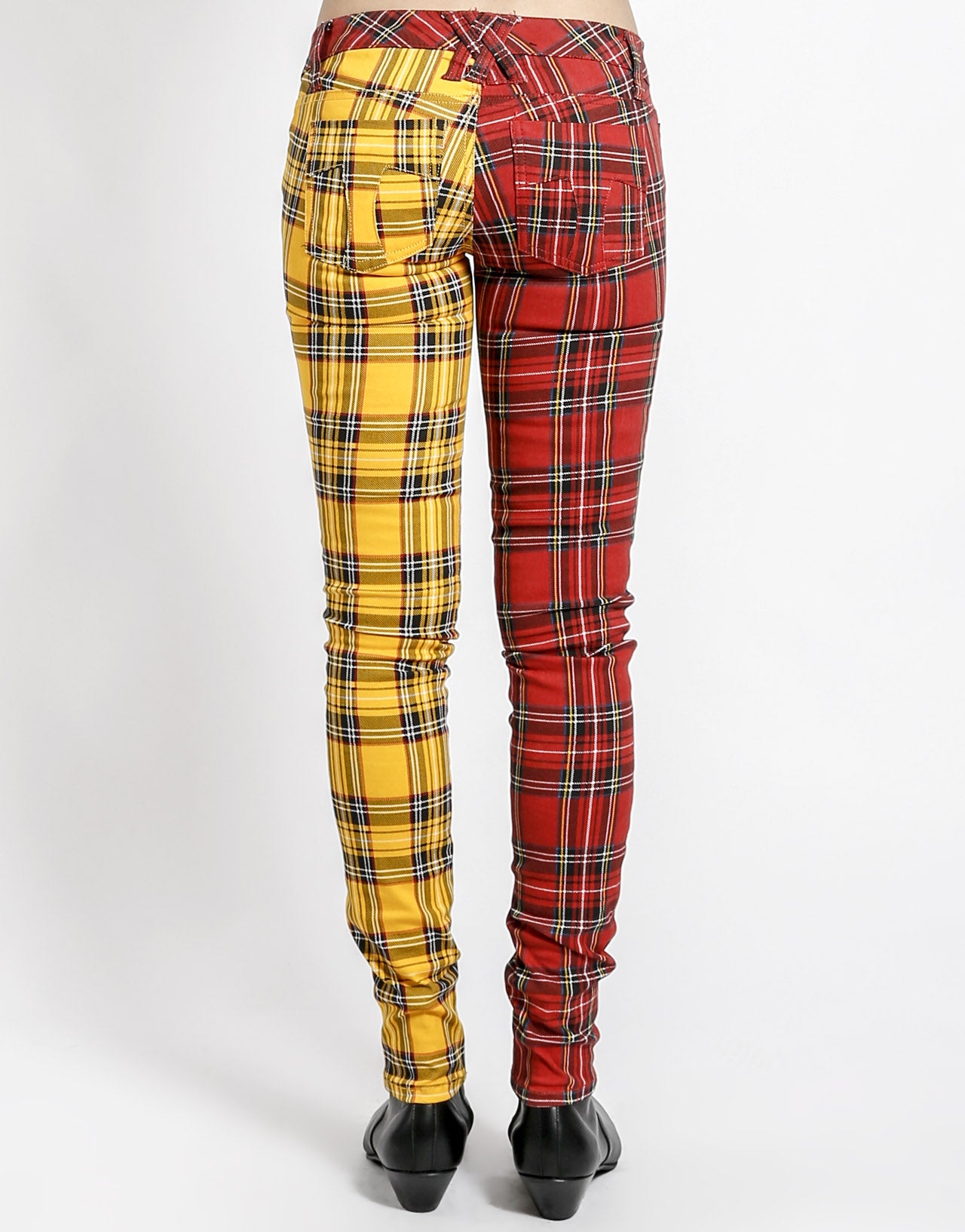 Split Red Tartan Hip Hugger Jeans Clothing Tripp NYC   