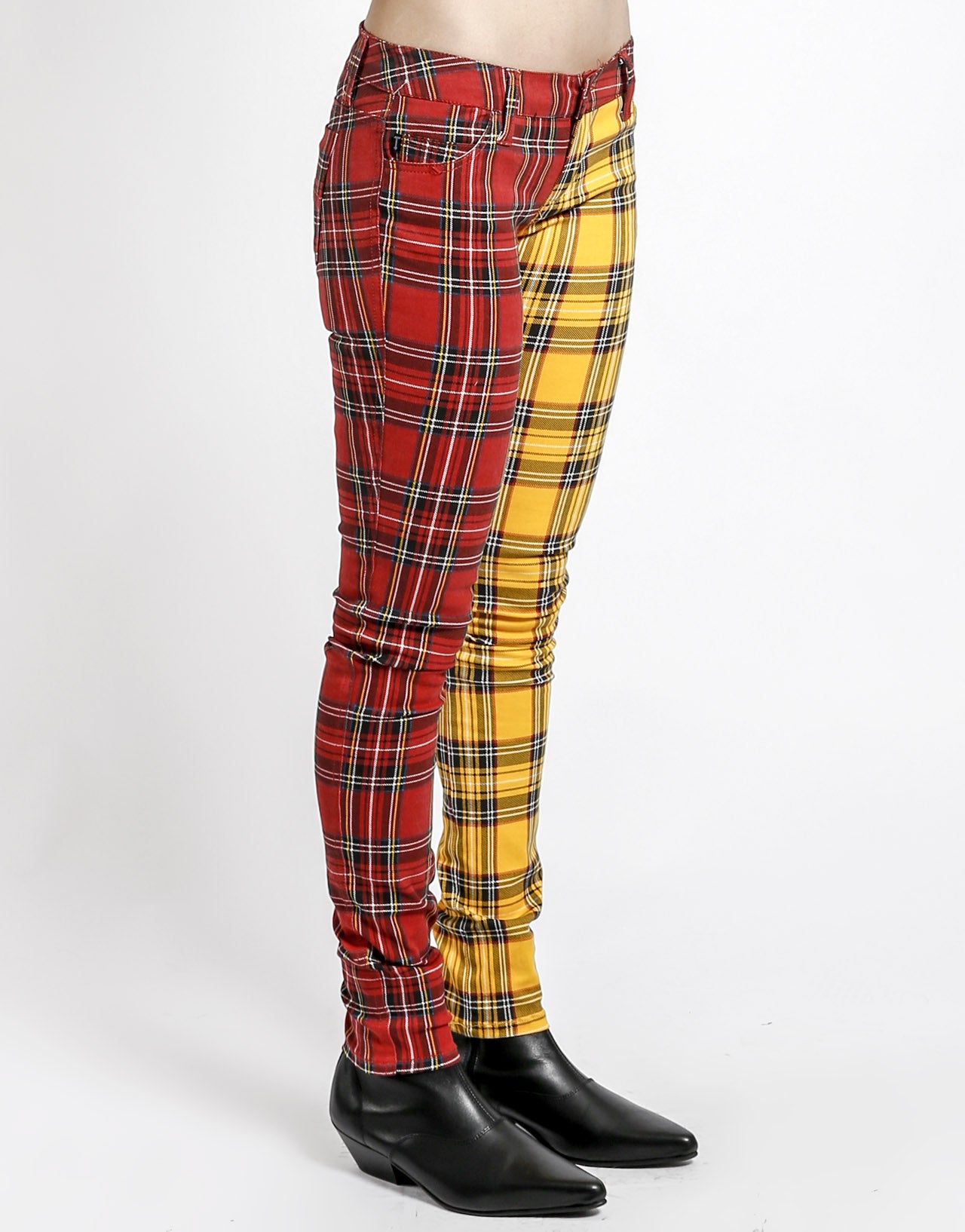 Split Red Tartan Hip Hugger Jeans Clothing Tripp NYC M  