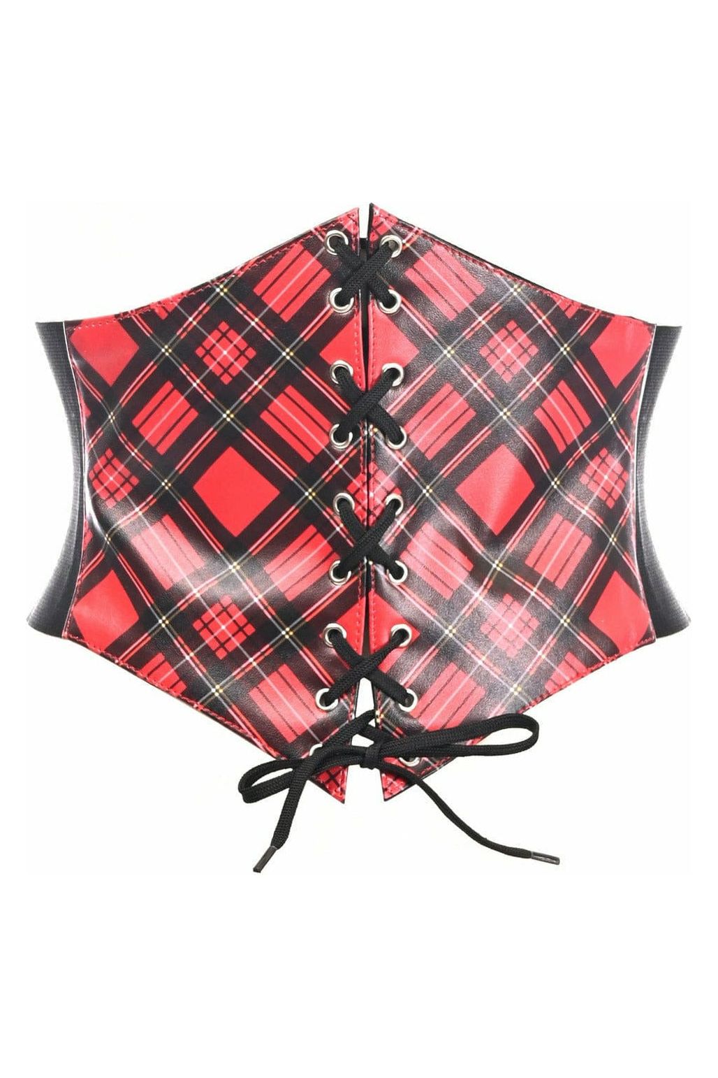 Plaid School Girl Lace-Up Corset  Belt Cincher Clothing The Melted Manor Small Red 