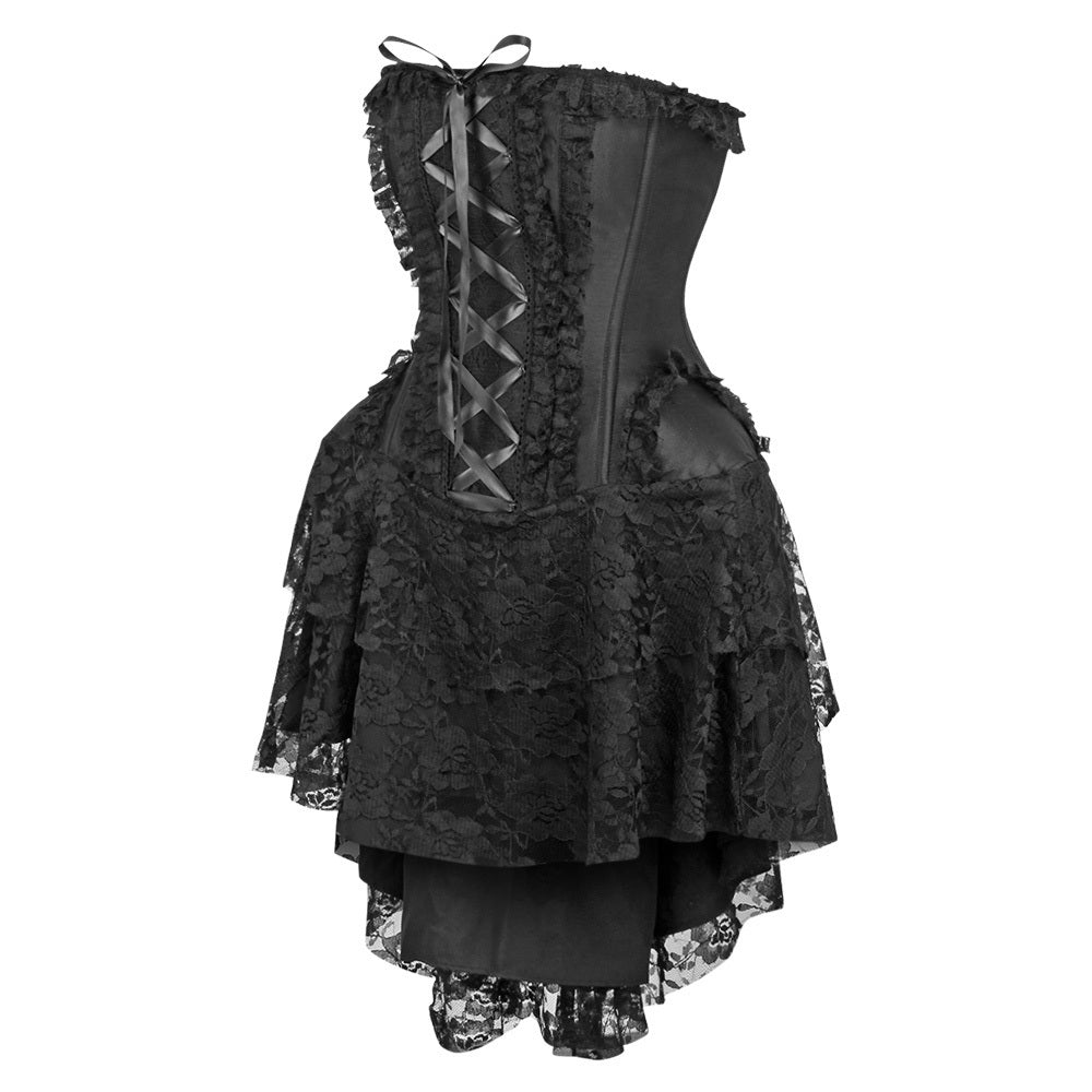 Adora Strapless Victorian Lace Corset Dress Clothing The Melted Manor Black S 