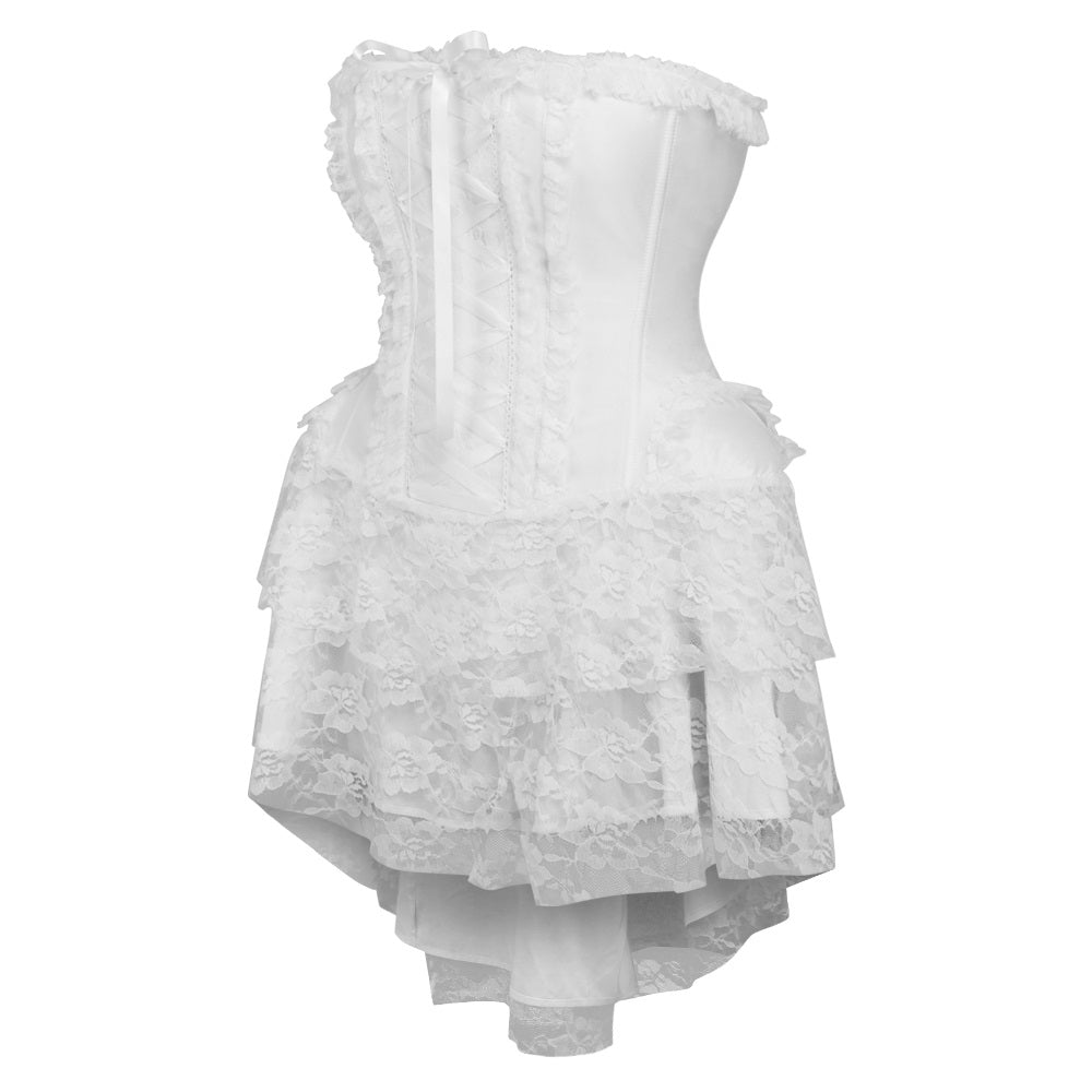 Adora Strapless Victorian Lace Corset Dress Clothing The Melted Manor White L 