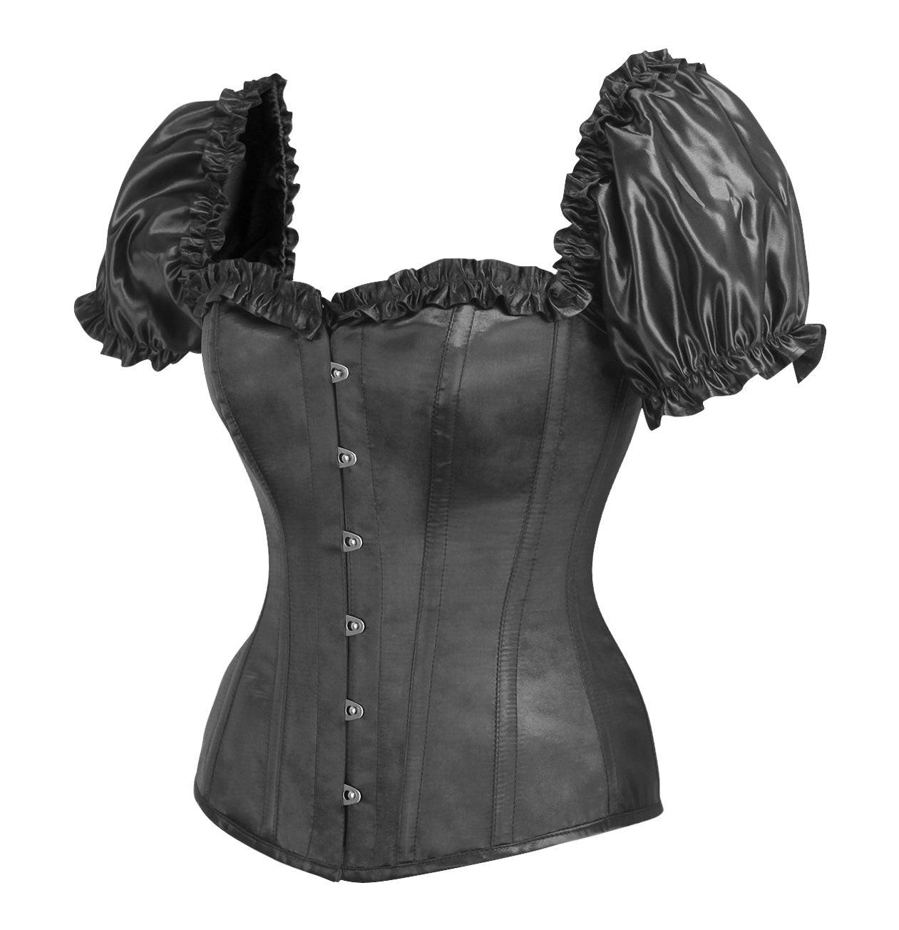 Sabrine Satin Puff sleeve Corset Clothing The Melted Manor   