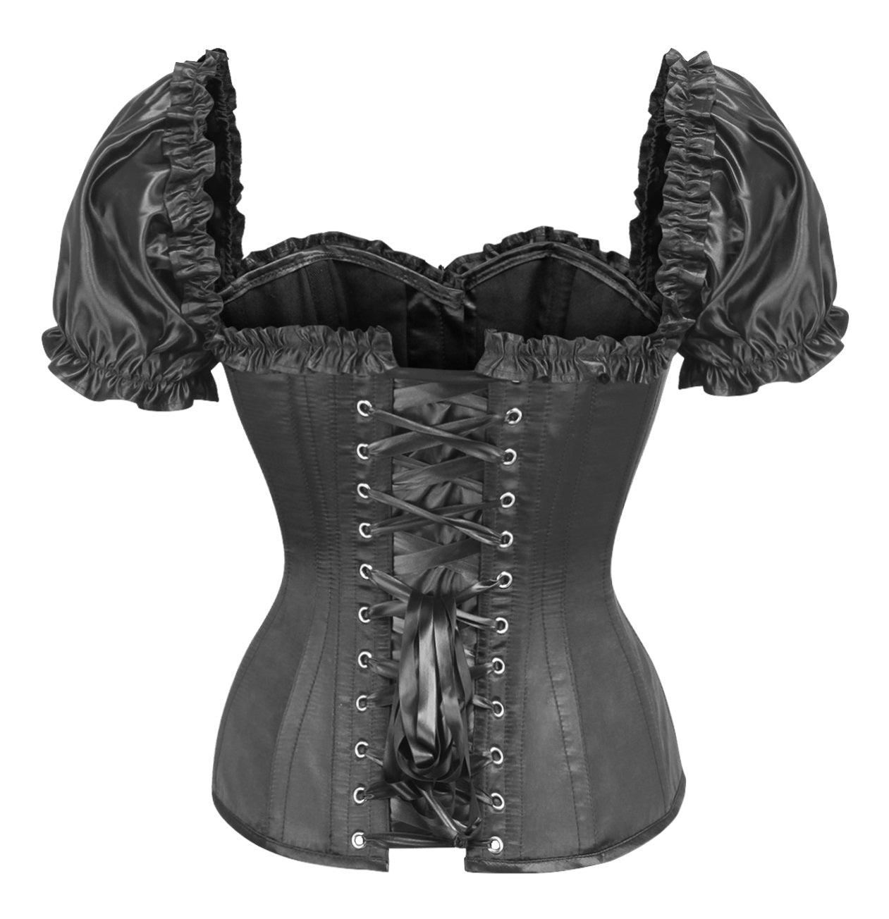 Sabrine Satin Puff sleeve Corset Clothing The Melted Manor   