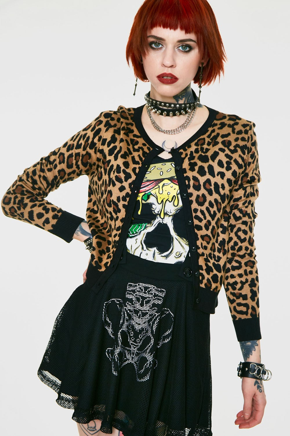 Leopard Print Cropped Cardigan Clothing Jawbreaker   