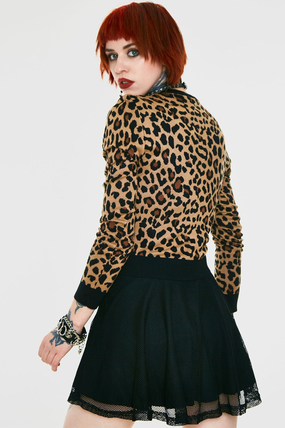 Leopard Print Cropped Cardigan Clothing Jawbreaker M  